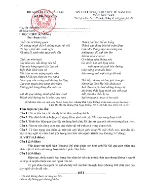 Đề thi thử tốt nghiệp THPT Ngữ văn (Có đáp án)