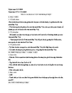 Giáo án Lịch sử 10 - Tiết 31-36, Bài 10: Văn minh Đại Việt - Năm học 2023-2024 - Trần Thu Hương