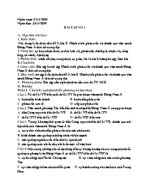 Giáo án Lịch sử 10 - Tiết: Bài tập số 1 - Năm học 2023-2024 - Trần Thu Hương