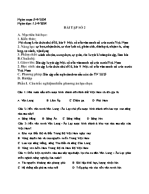 Giáo án Lịch sử 10 - Tiết: Bài tập số 2 - Năm học 2023-2024 - Trần Thu Hương