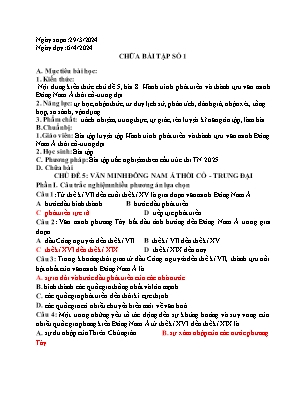 Giáo án Lịch sử 10 - Tiết: Chữa bài tập số 1 - Năm học 2023-2024 - Trần Thu Hương
