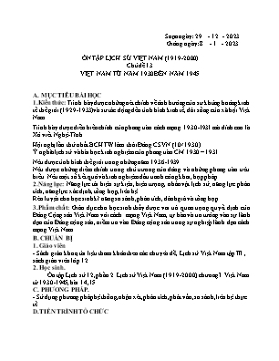 Giáo án Lịch sử 12 - Chủ đề 13: Việt Nam từ năm 1930 đến năm 1945 - Năm học 2023-2024 - Trần Thu Hương