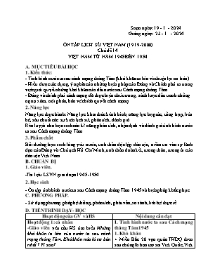Giáo án Lịch sử 12 - Chủ đề 14: Việt Nam từ năm 1945 đến 1954 - Năm học 2023-2024 - Trần Thu Hương
