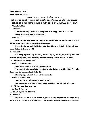 Giáo án Lịch sử 12 - Tiết 31, Bài 21: Xây dựng chủ nghĩa xã hội ở miền Bắc, đấu tranh chống đế quốc Mĩ và chính quyền Sài Gòn miền Nam (1954-1965) - Năm học 2023-2024 - Trần Thu Hương