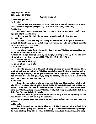 Giáo án Lịch sử 12 - Tiết: Ôn tập cuối kì I - Năm học 2023-2024 - Trần Thu Hương