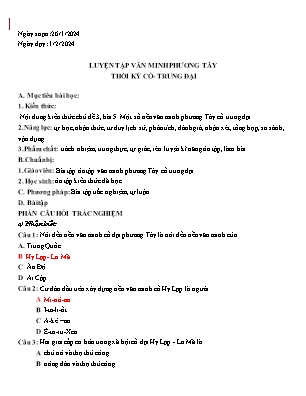 Giáo án Phụ đạo Lịch sử 10 - Tiết: Luyện tập văn minh phương Tây thời kì cổ-trung đại - Năm học 2023-2024 - Trần Thu Hương