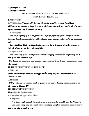 Giáo án Phụ đạo Lịch sử 10 - Tiết: Ôn tập 1 số nền văn minh phương Tây thời kì cổ-trung đại - Năm học 2023-2024 - Trần Thu Hương