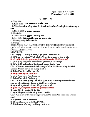 Giáo án Tự chọn Lịch sử 12 - Tiết 18: Bài tập - Năm học 2023-2024 - Trần Thu Hương