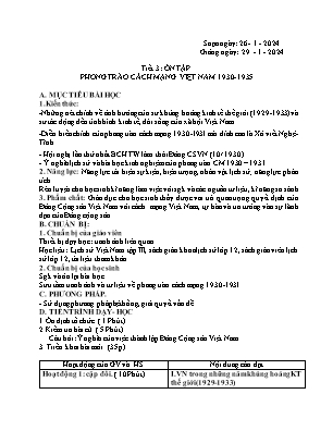 Giáo án Tự chọn Lịch sử 12 - Tiết 3: Ôn tập Phong trào cách mạng Việt Nam 1930-1935 - Năm học 2023-2024 - Trần Thu Hương