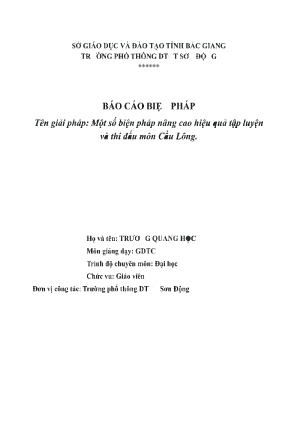 Một số biện pháp nâng cao hiệu quả tập luyện và thi đấu môn Cầu Lông