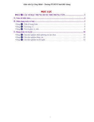 Tài liệu ôn tập Toán 10 - Bài 2: Các số đặc trưng đo xu thế trung tâm - Lý Công Minh