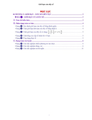 Tài liệu ôn tập Toán 11 - Chương 5: Giới hạn. Dãy số liên tục - Bài 1: Giới hạn của dãy số