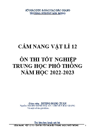 Tài liệu ôn thi tốt nghiệp THPT Vật lí - Năm học 2022-2023 - Dương Đăng Tuấn