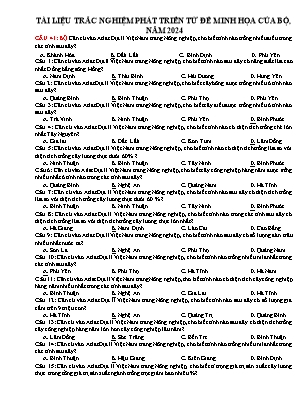 Tài liệu trắc nghiệm phát triển từ đề minh họa của bộ môn Địa lí 12 năm học 2024
